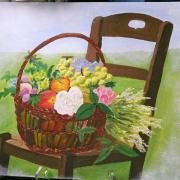 Pannier fleurs sur chaise